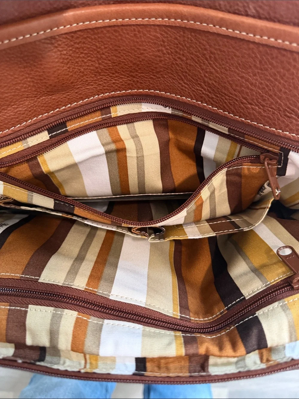 Brighton Brown & Cream Chain-Trim Shoulder Bag